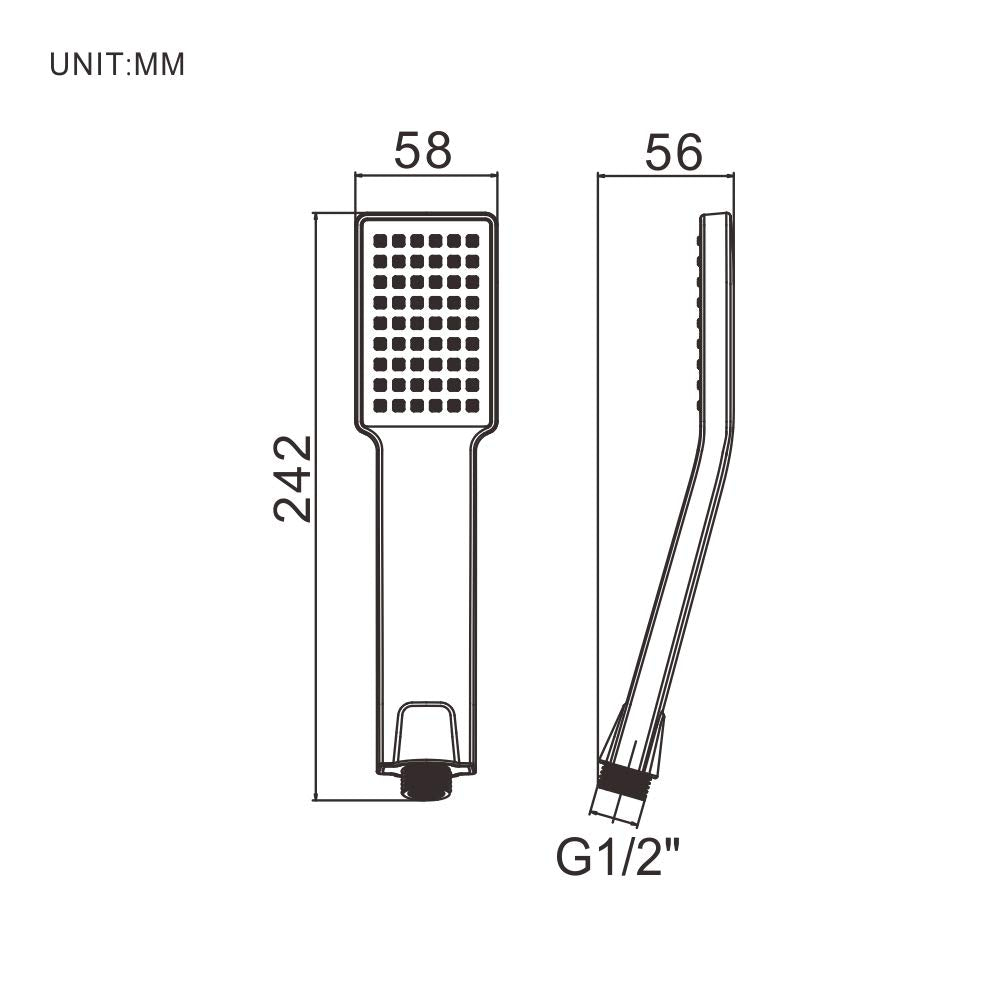 Ibergrif M20202 Shower Head, High Pressure Square Shower Heads, Universal Handheld Shower Head, Saving Shower Head, Rainfall Shower Head for Bath Taps, 1/2" Connection, Chrome M