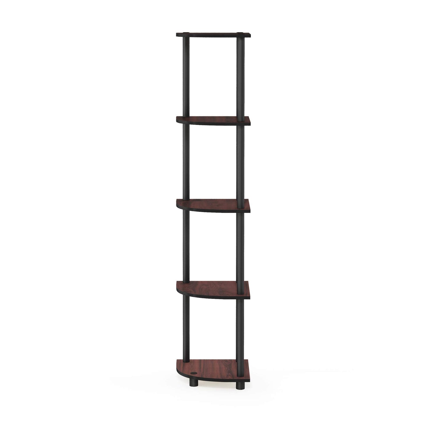 Furinno Turn-N-Tube 5 Tier Corner Display Rack Multipurpose Shelving Unit, Dark Cherry/Black 5-Tier