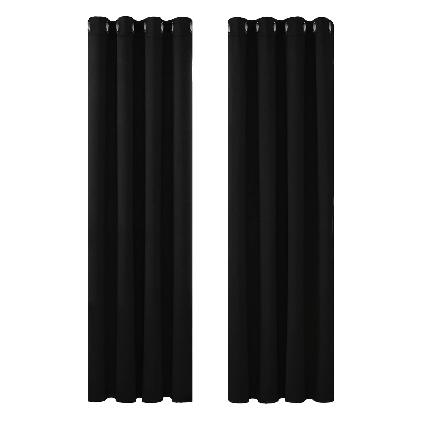 Deconovo Super Soft Thermal Insulated Curtains Eyelet Bedroom Blackout Curtains for Nursery 46 x 90 Drop Inch Black 2 Panels W46 x L90