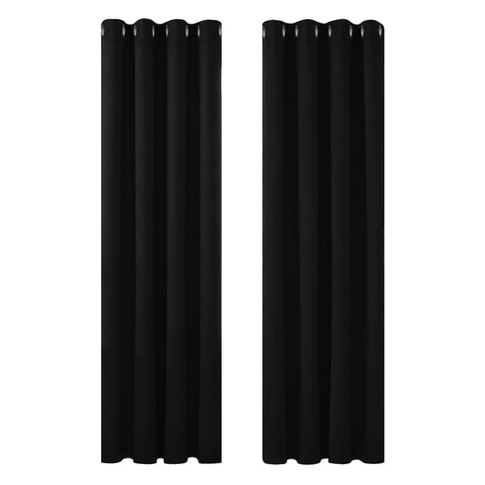 Deconovo Super Soft Thermal Insulated Curtains Eyelet Bedroom Blackout Curtains for Nursery 46 x 90 Drop Inch Black 2 Panels W46 x L90