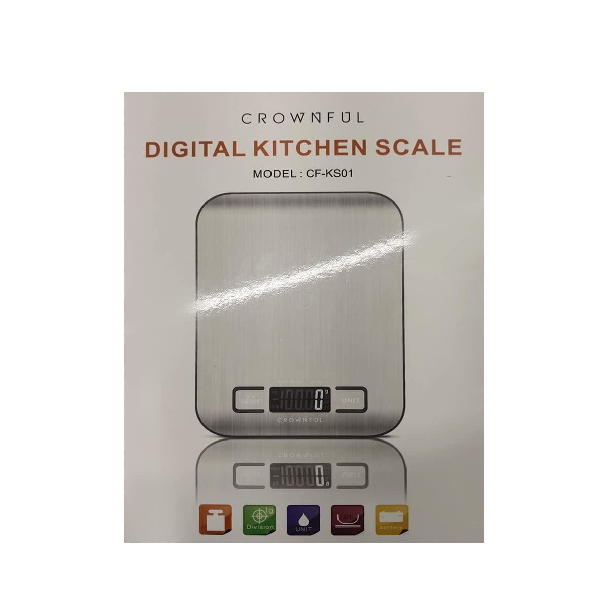 CROWNFUL Food Scale, Digital 11lb Kitchen Scale with Batteries, 5 Units with Tare Function, Weight Grams and Ounces for Cooking and Baking