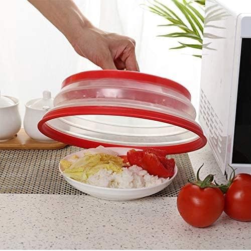 2Packs collapsiable Microwave Cover (Red+Blue) BPA Free Microwave Splatter Guard Colander Strainer for Fruit Vegetables Red+Blue