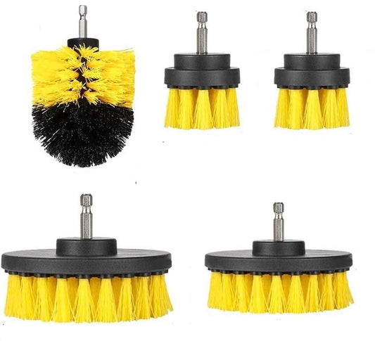 Drill Brushes Brush Attachment - 5 Pack Electric Drill Brush Kit - Great for Pool Tile, Bathroom Toilet, Ceramic Marble Car Automotive (Yellow 5 Pack) Yellow 5 Pack