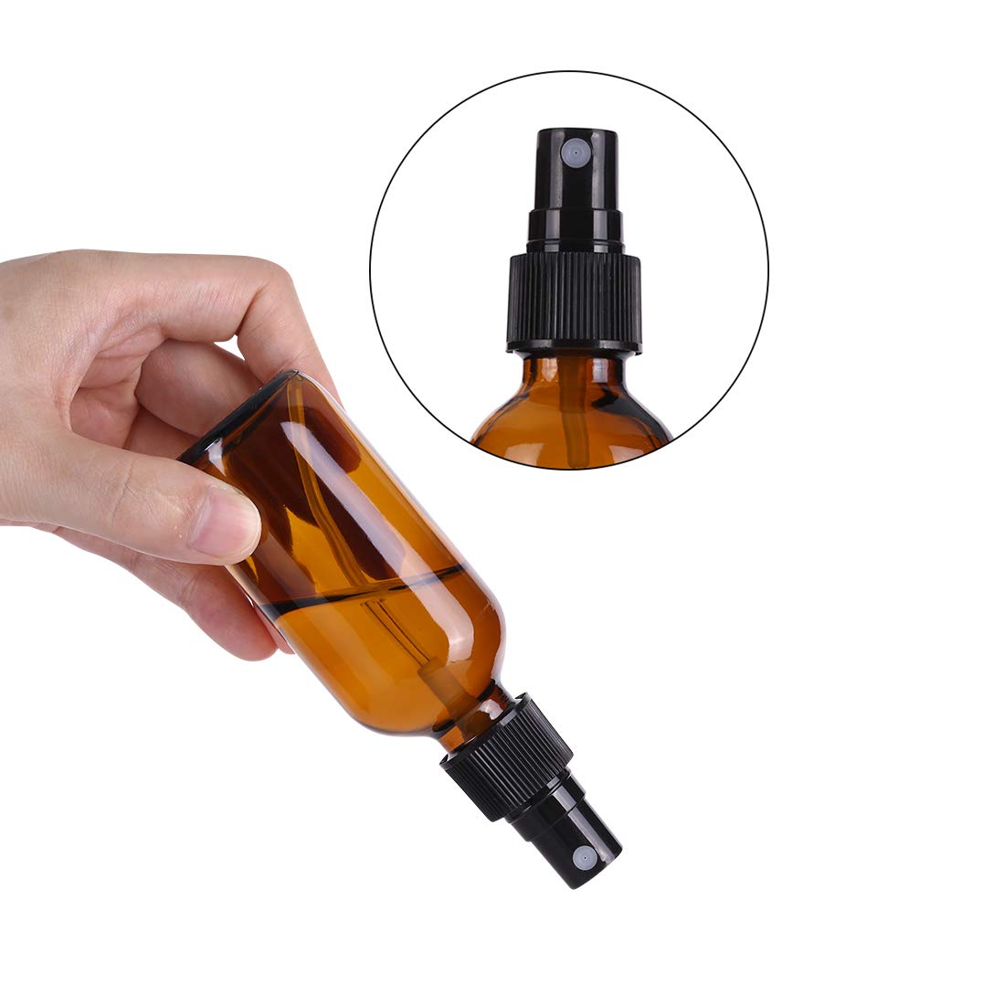 ALIFEIA 60ml Empty Amber Glass Spray Bottles for Essential Oils,Small Refillable Travel Fine Mist Spray Bottles,Homemade Cleaners and Aromatherapy with Fine Mist Dispenser(2 Pack) 2 Count (Pack of 1)