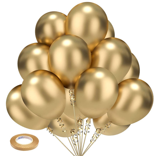 Gold Balloons Kelfara Party Balloons 100Pcs 12 Inch Metallic Chrome Gold Latex Balloons for Birthday Weddings Engagement Anniversary Gold Theme Party Decorations Gold Balloons