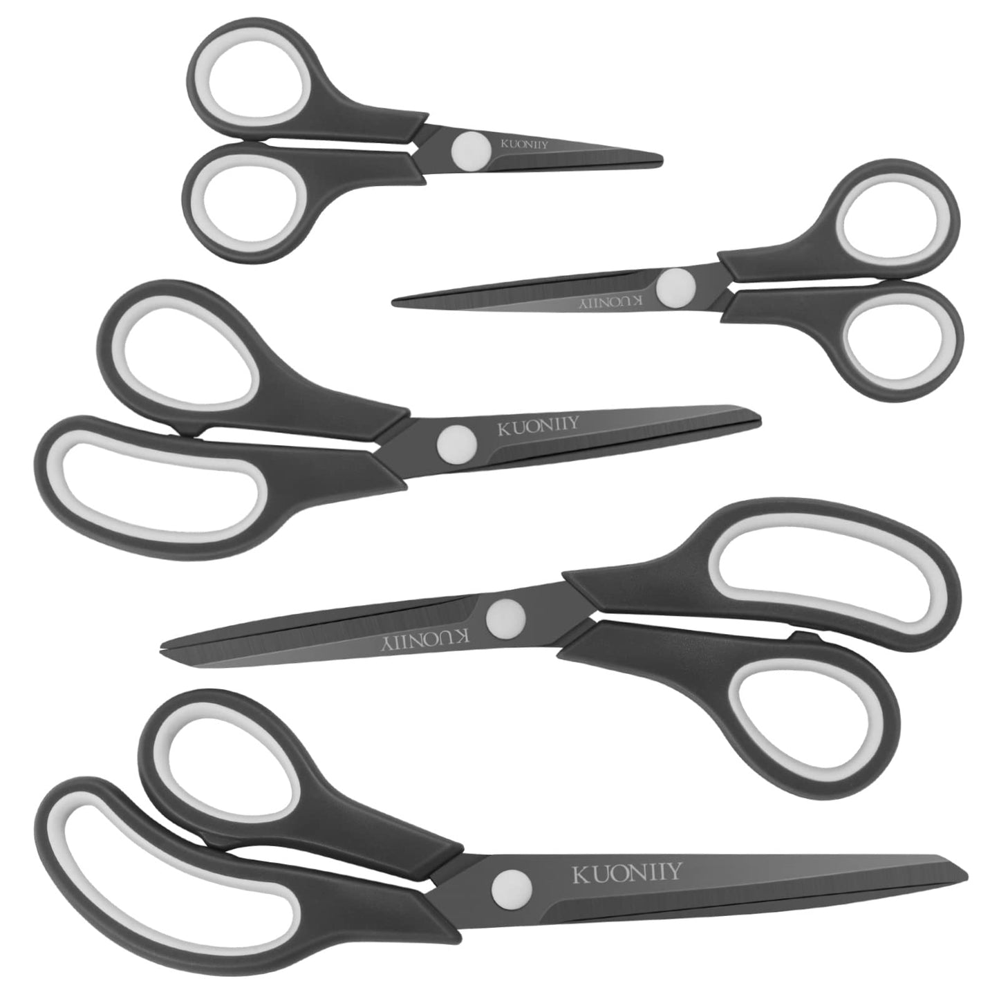 KUONIIY Scissors Ultra Sharp Titanium Coating Blades Soft Comfort-Grip Handles Multi-Purpose Scissors Set of 5 Ttitanium Coating 5 Size