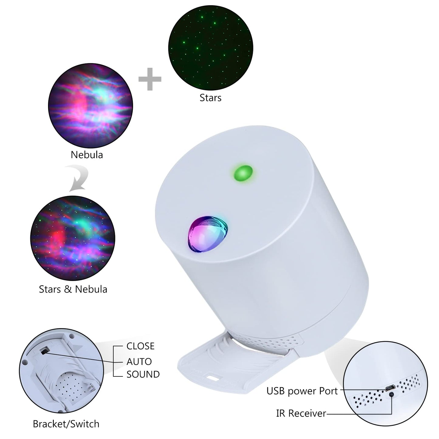 CAIYUE Star Projector Galaxy Projector, Exquisite Nebula Night Light Projector, Ocean Wave Galaxy Light with Remote Control,with Adjustable Speed and Brightness,for Kids, Adults, Bedroom,Party White