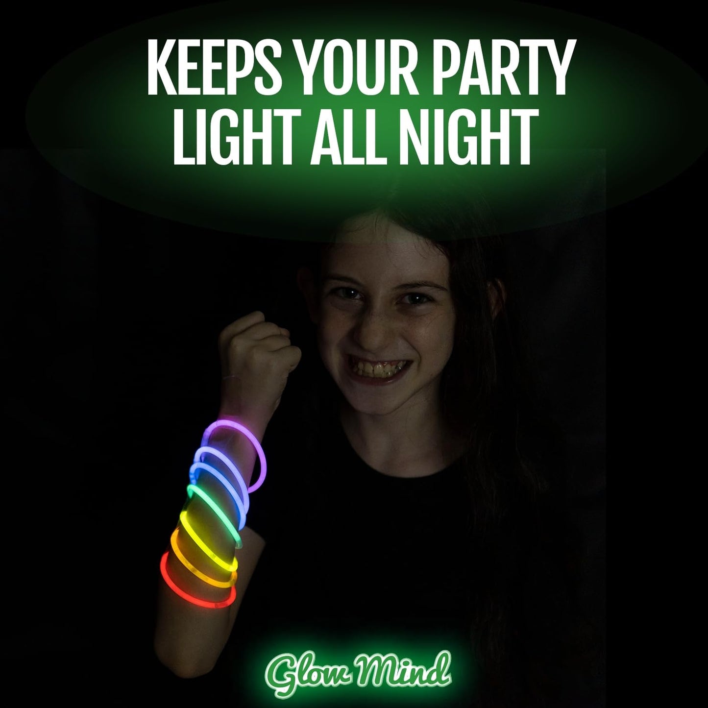 100 Glow Sticks Bulk Party Supplies — Glow in The Dark Fun Party Pack with 8" Glowsticks and Connectors for Bracelets and Necklaces for Kids and Adults 100 Pack