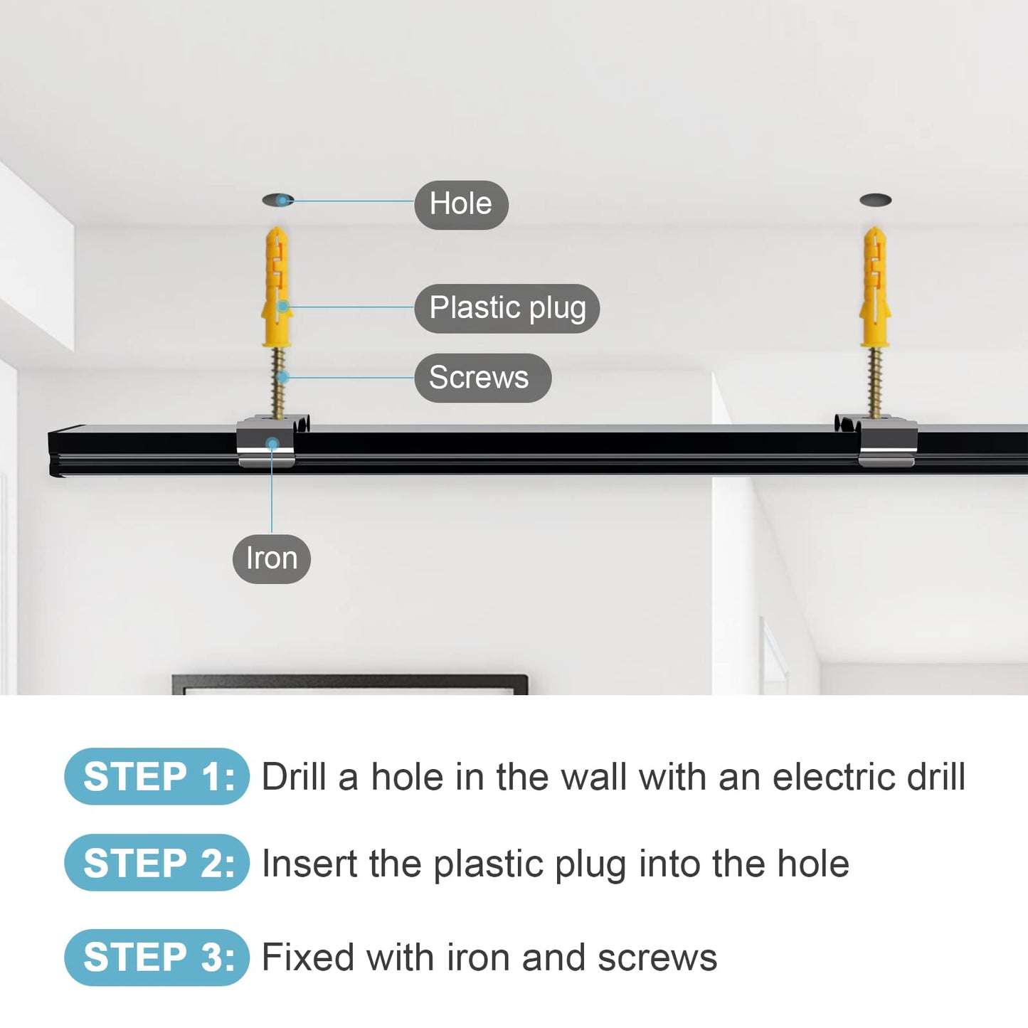 LED Strip Diffuser, LED Aluminum Channel Black U-Shape LED Aluminum Profile with Milky White Cover, End Caps and Mounting Clips Aluminum Extrusion 90 Degrees Connectors for LED Strip Lights 6pcs-u-shape-black+milkywhite