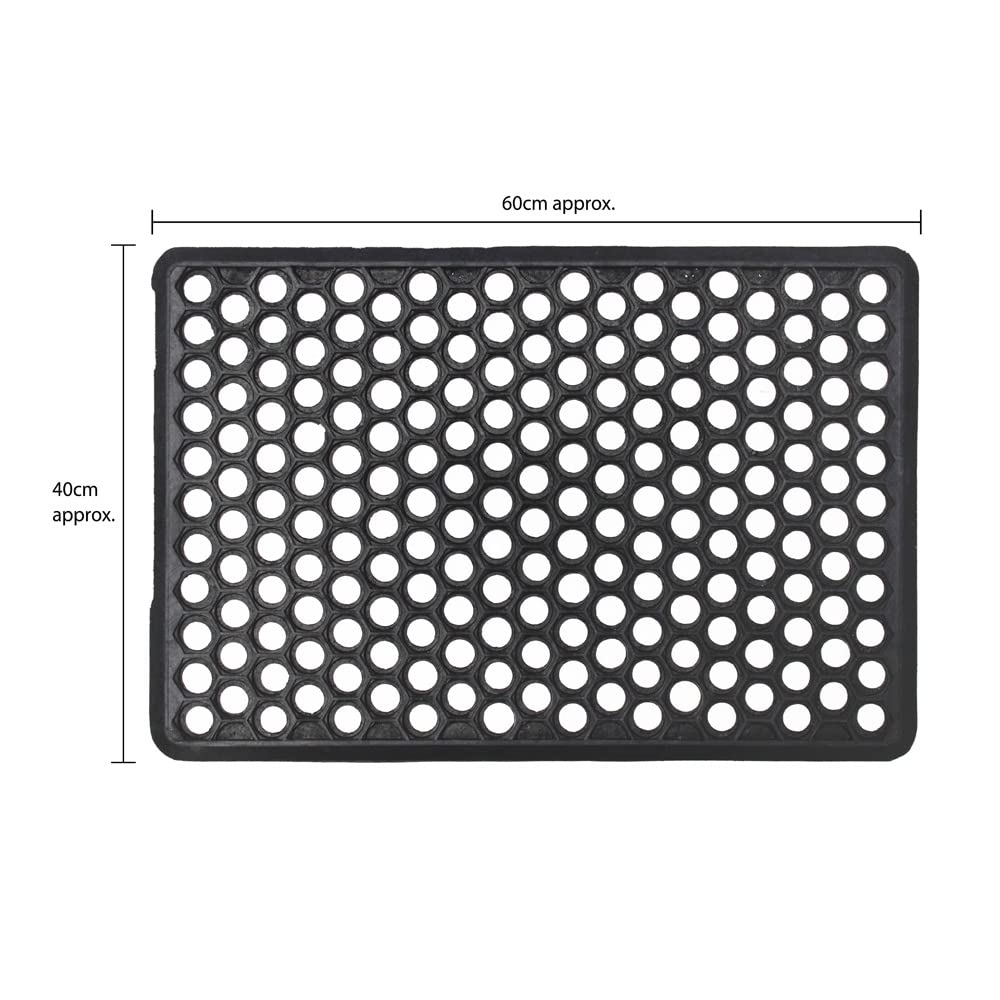 JVL Honeycomb Outdoor Rubber Ring Entrance Floor Door Mat 40 x 60 cm