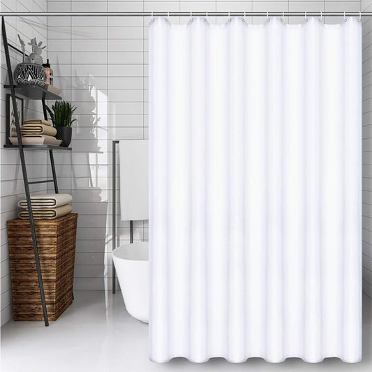 CXTAI White Shower Curtain, Mould Proof and Mildew Resistant Washable Polyester Bathroom Curtains w/12pcs Hooks (71x71inch,180x180cm) 71"x71"(180x180cm)