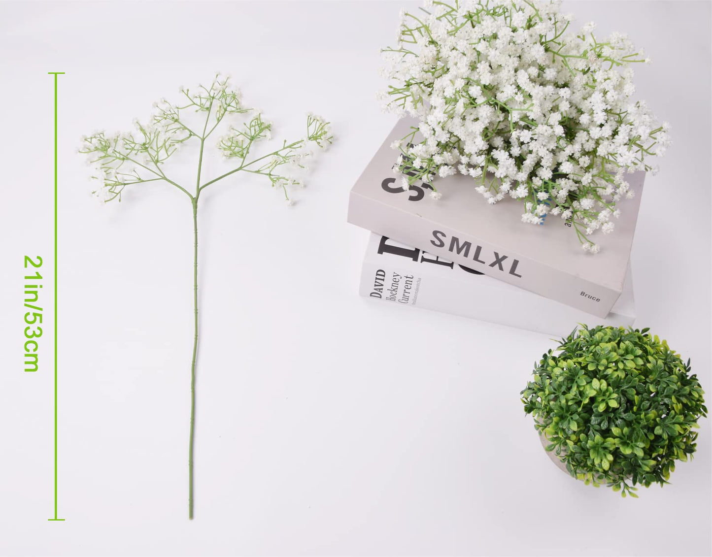 YSBER 12 Pack Baby Breath/Gypsophila Artificial Fake Silk Plants Wedding Party Decoration Real Touch Flowers DIY Home Garden(White) White