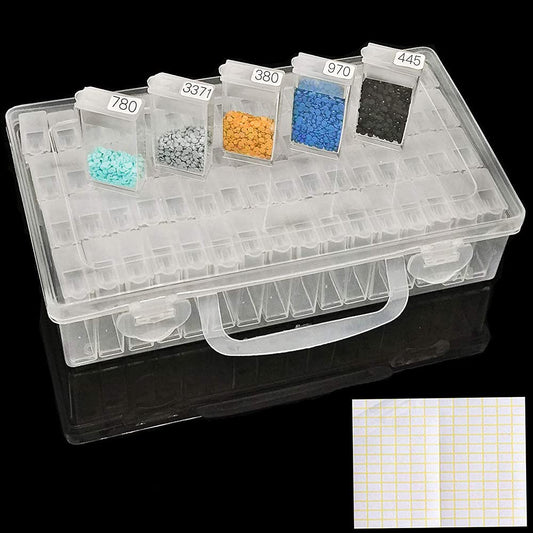 ARTDOT Diamond Art Storage Boxes, 64 Slots Transparent Diamond Bead Storage Box for Diamond Art Kit Accessories 64 Grids Storage Box