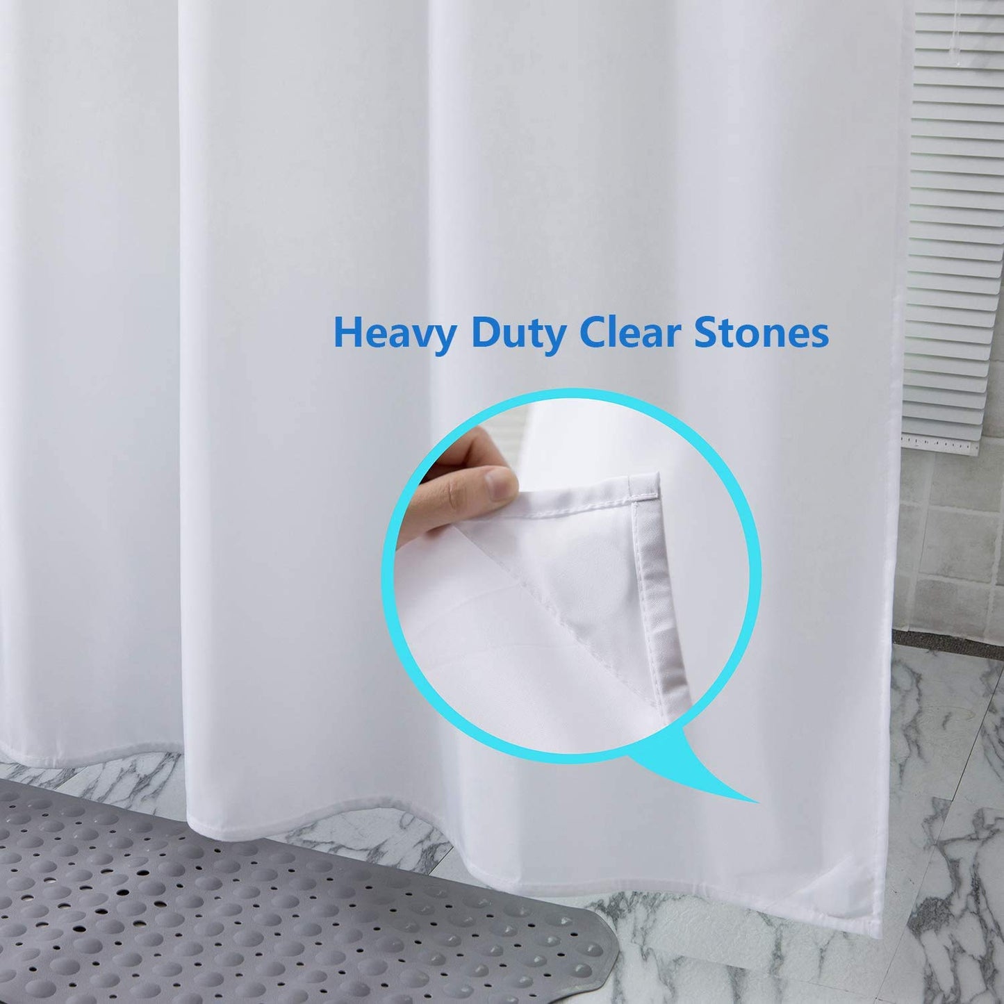 CXTAI White Shower Curtain, Mould Proof and Mildew Resistant Washable Polyester Bathroom Curtains w/12pcs Hooks (71x71inch,180x180cm) 71"x71"(180x180cm)