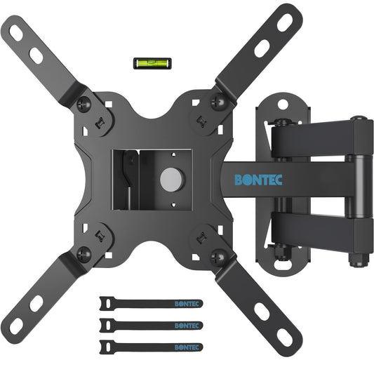 BONTEC TV Wall Bracket for Most 13-42 Inch LED LCD TVs, Tilt, Swivel & 360°Rotation Monitor Wall mount with Max VESA 200x200mm, up to 20kgs, with Safety Screws, Bubble Level, Cable Ties included