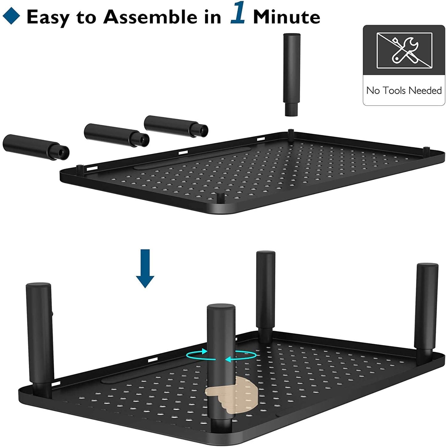 BONTEC Metal Monitor Stand, Ergonomic Height Adjustable Computer Monitor Riser for Desks with Cable Management for Laptop, Computer, iMac, PC up to 20KG(2 Pack) Black