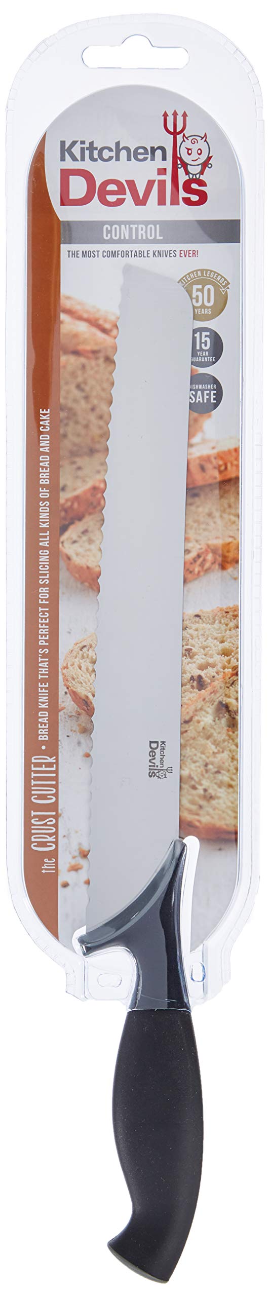 Kitchen Devils Control Bread Knife, Stainless Steel, Black, 44.3 x 3.5 x 2.4 cm Single