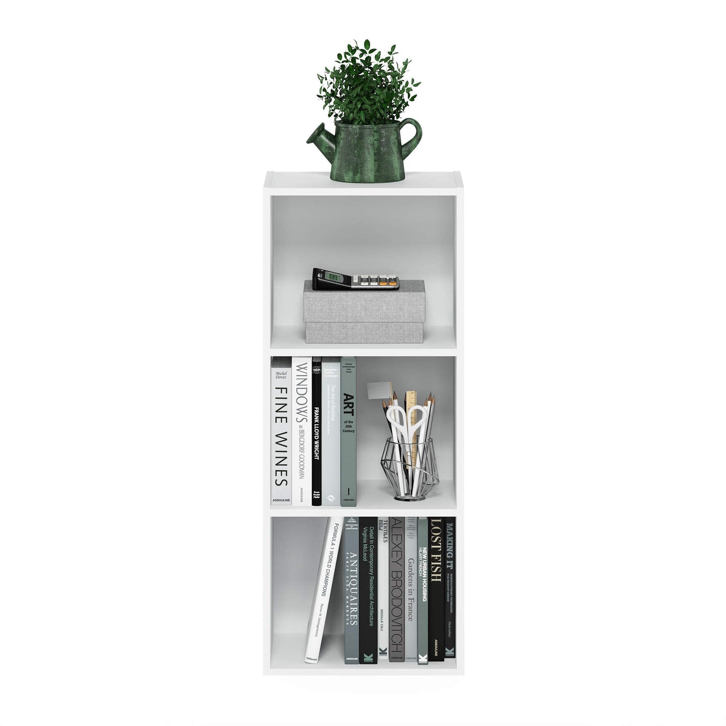 Furinno Pasir 3-Tier Open Shelf Bookcase, White 3-Tier Cube