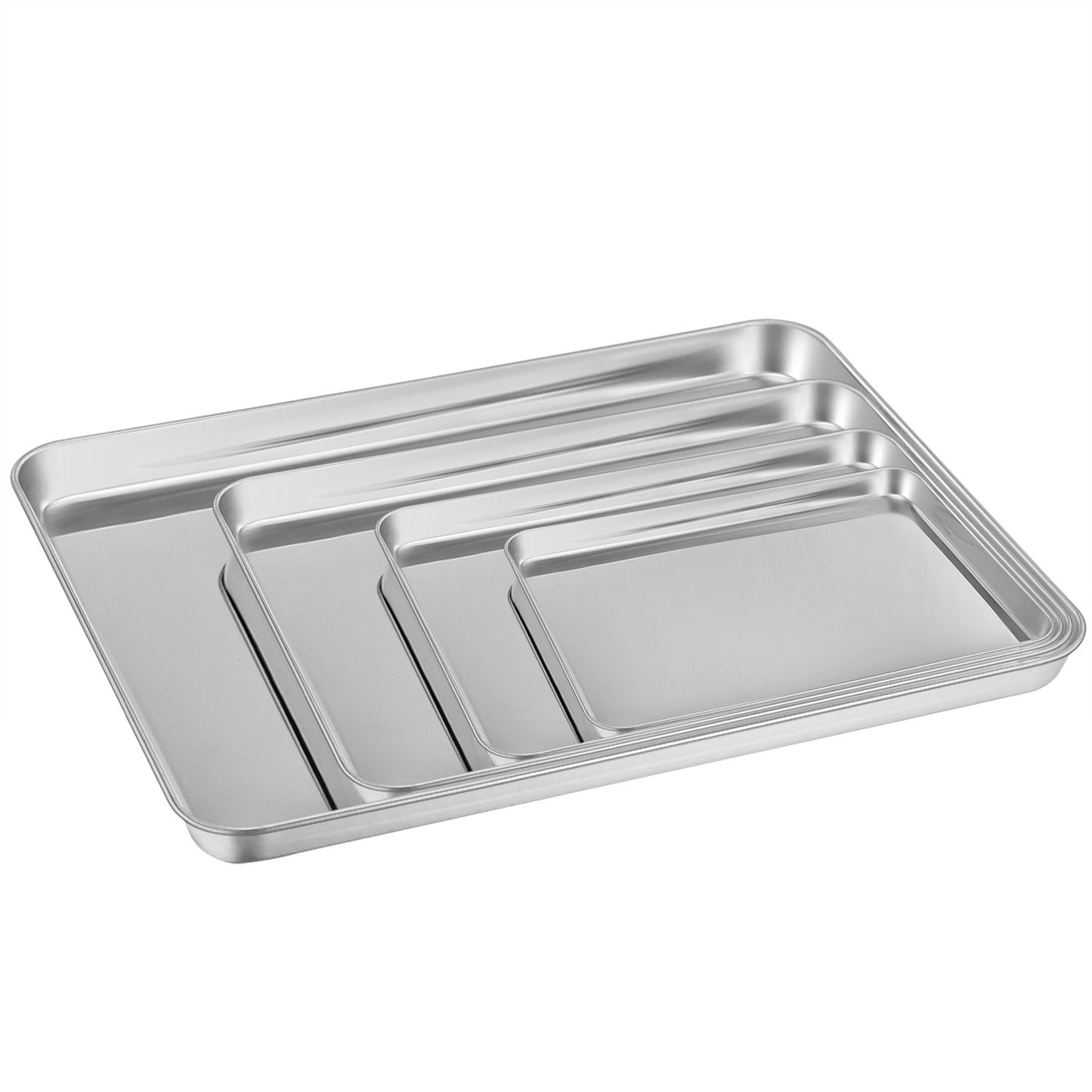 HaWare Baking Tray Set of 4, Stainless Steel Baking Sheet –Rimmed Pan Baking Sets -Healthy & Non Toxic, Easy Clean & Dishwasher Safe (Large Size)