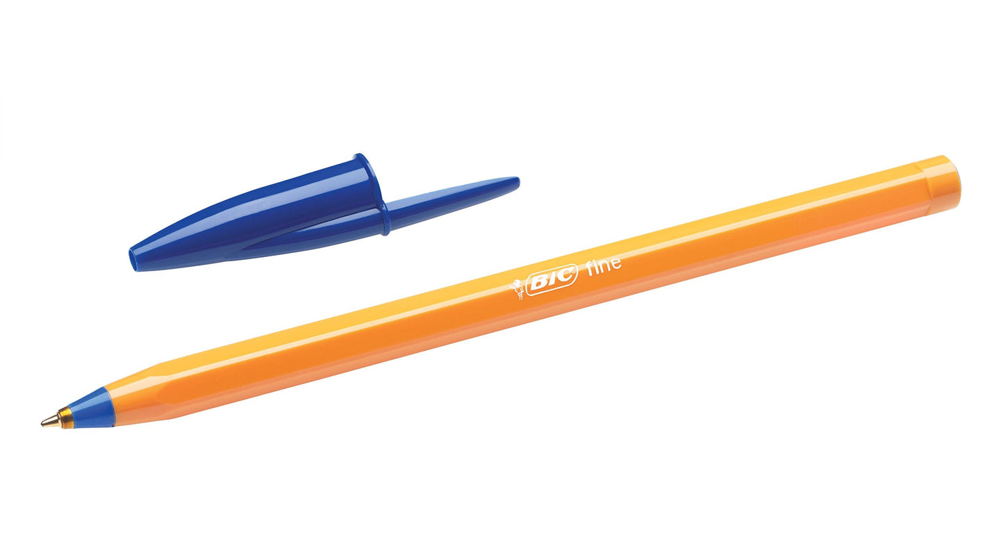 BIC Orange Original Fine Ballpoint Pens, Writing Pens with Long-Lasting Ink, Fine Point (0.8mm) Blue, Pack of 20