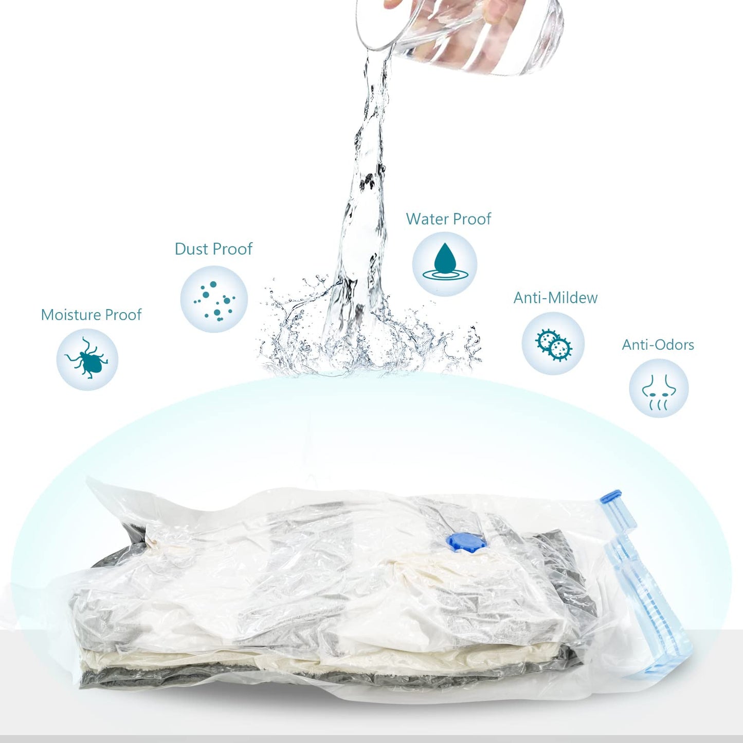 CaptainFive Vacuum Storage Bags 6 Packs, 2 Jumbo (100 x 80 cm) + 2 Large (80 x 61 cm) + 2 Medium (70 x 51 cm), Reusable Vacuum Bags for Clothes, Duvets, Bedding, Pillows 6 Pack (2XL + 2L + 2M)