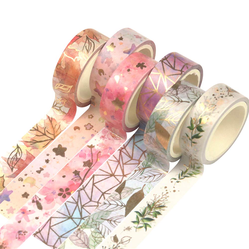 YUBBAEX Washi Tape Set Decorative Tape Craft Supplies for DIY, Bullet Journal, Craft, Gift Wrapping, Scrapbooking (Fromantic 6 Rolls) Fromantic