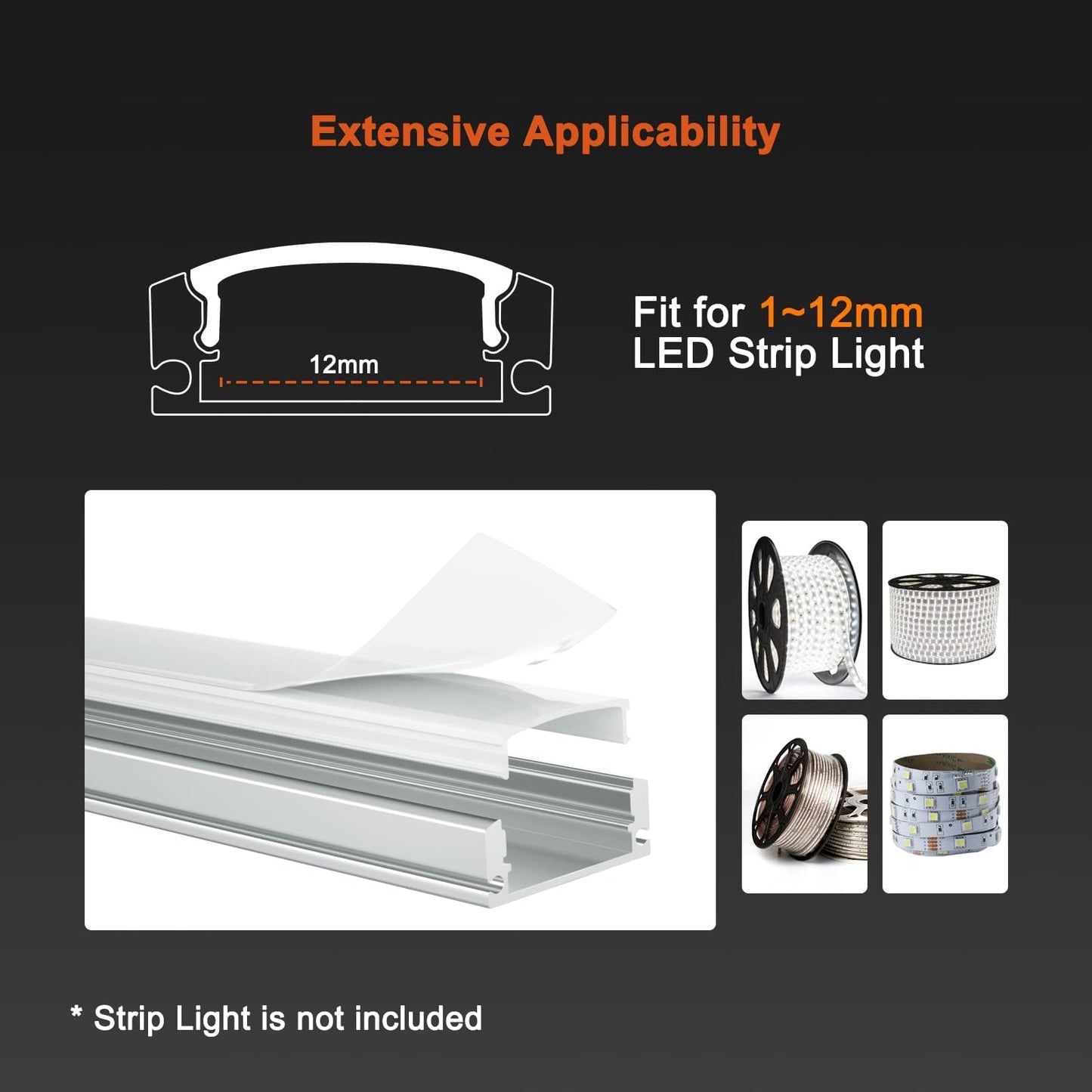 HOMMAND LED Channel, LED Profile 10 Packs 1m/3.3ft U-Shape, LED Diffuser and LED Aluminium Profile with Corner Connectors, End Caps, Mounting Clips and Adhesive, LED Strip Channel 10m 10 pack-U Shape