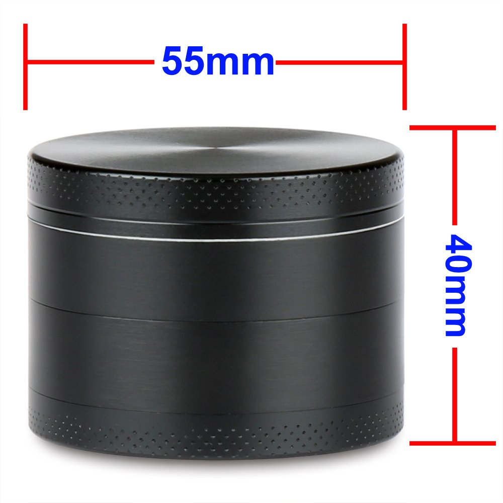 H&S Herb Grinder Metal 4 Piece 2.2" Pocket Grinder Spice Mini Crusher Mill with Pollen Catcher and Magnetic Lid