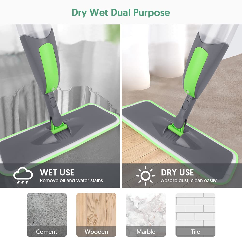 Floor Mop Spray Mops for Floor Cleaning, ILAVCOOL Microfiber Mop Dry Wet Mop Dust Mop with 3 Reusable Mop Pads 550ML Refillable Bottle for Cleaning Laminate, Tile, Wood, Hardwood Floor 1-Spray Mop-3 Mop Pads