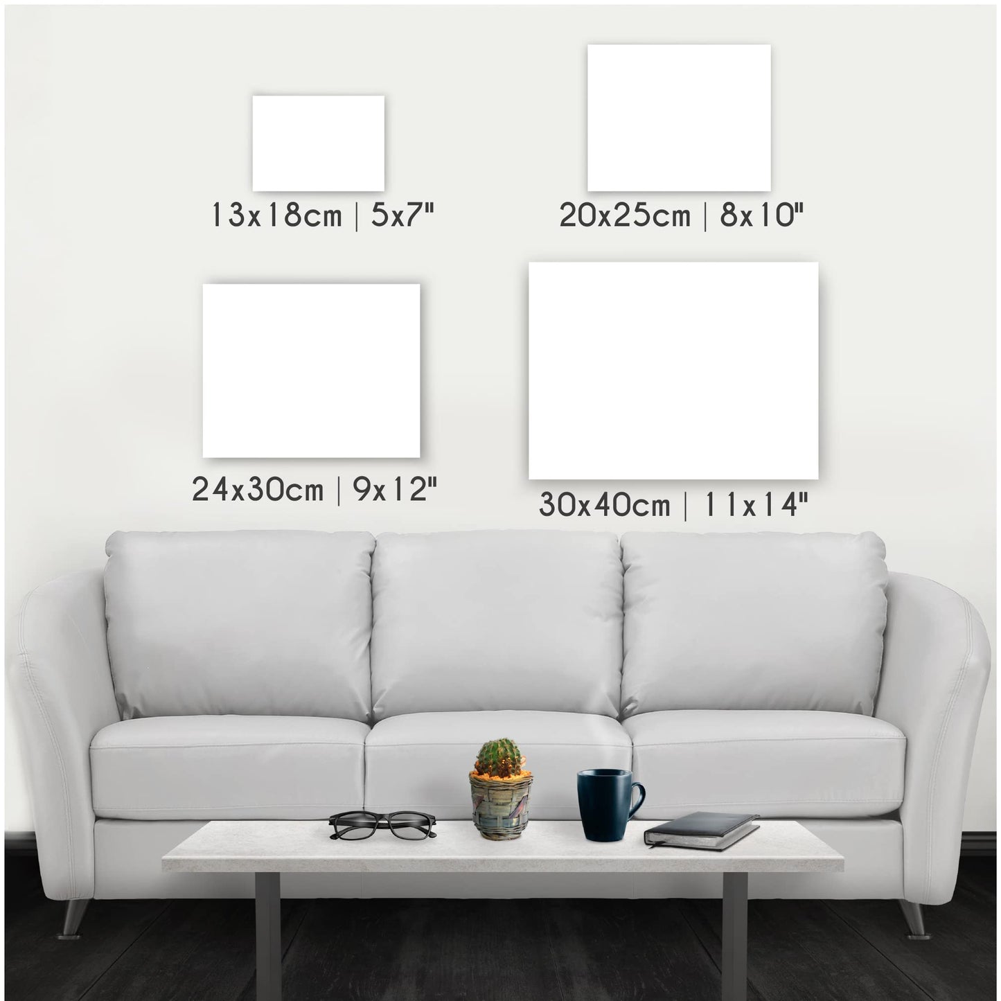 Canvas for Painting Large Set of 28 Pieces - 7 x 13x18 + 20x25 + 7 x A4 (24x30cm) + 7 x A3 (30x40cm) - Set of Blank Canvases for Oil Paint or Any Other Paints - Acid-Free Cotton