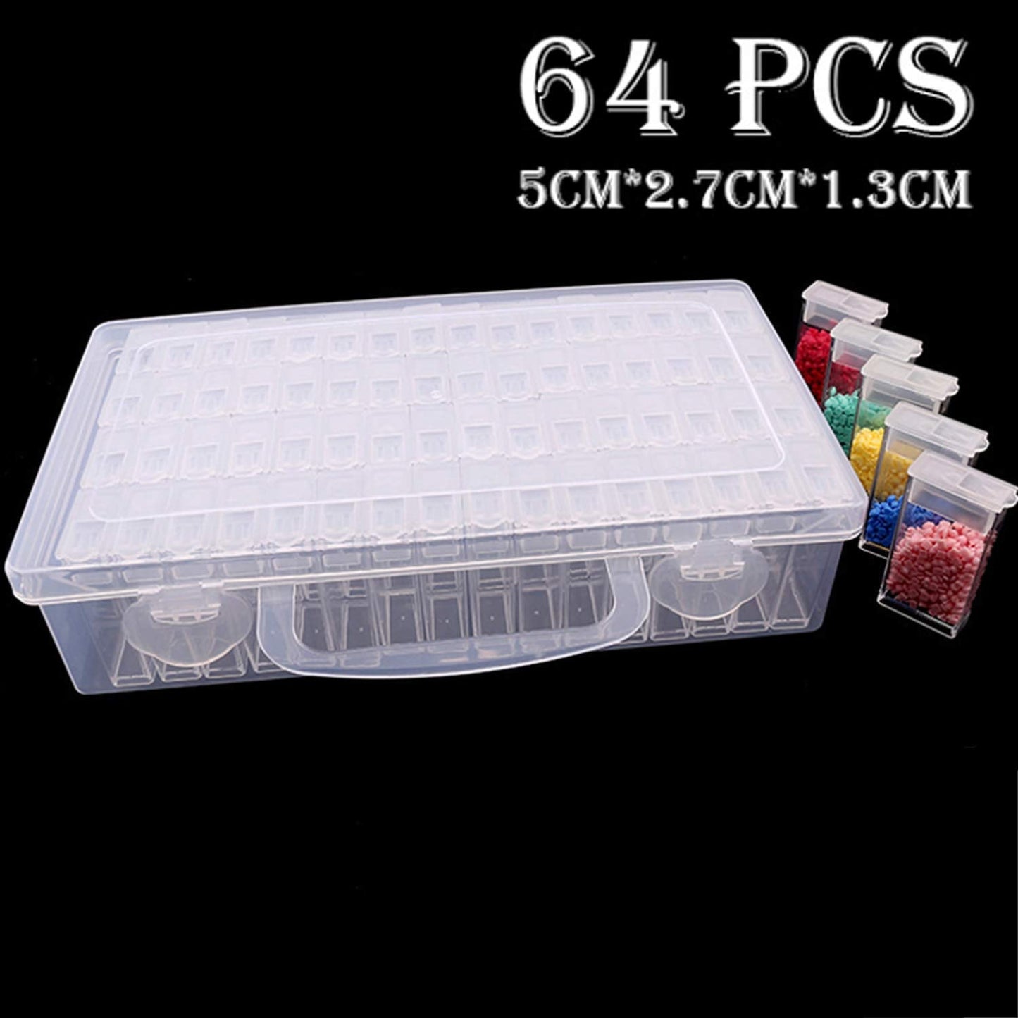 ARTDOT Diamond Art Storage Boxes, 64 Slots Transparent Diamond Bead Storage Box for Diamond Art Kit Accessories 64 Grids Storage Box