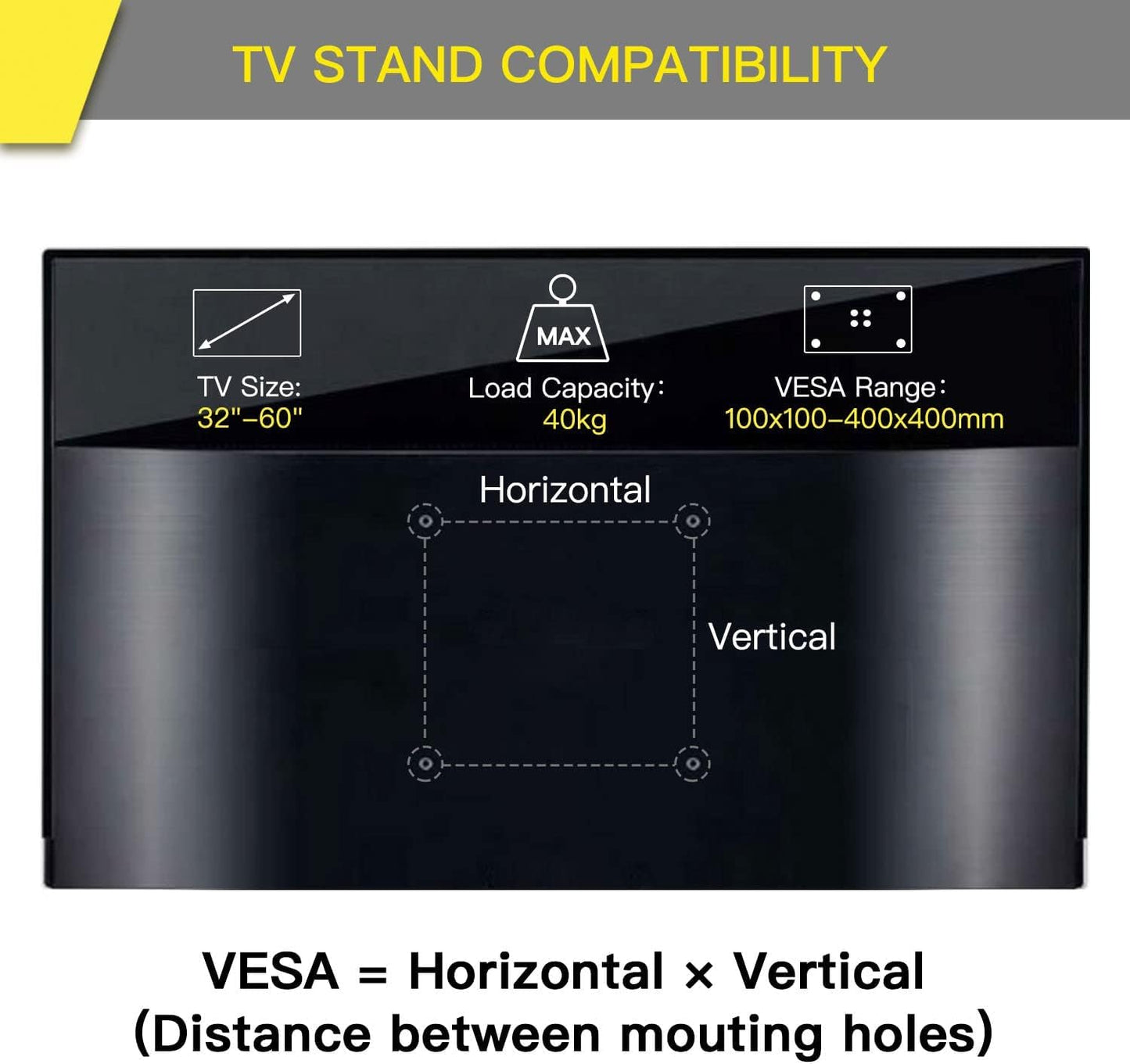 Alphamount Universal Swivel TV Stand,Table Top TV Stand for Most 32''-60'' LCD LED OLED TVs, Height Adjustable TV Base Stand, Holds up to 88 pounds, Max VESA 400x400mm