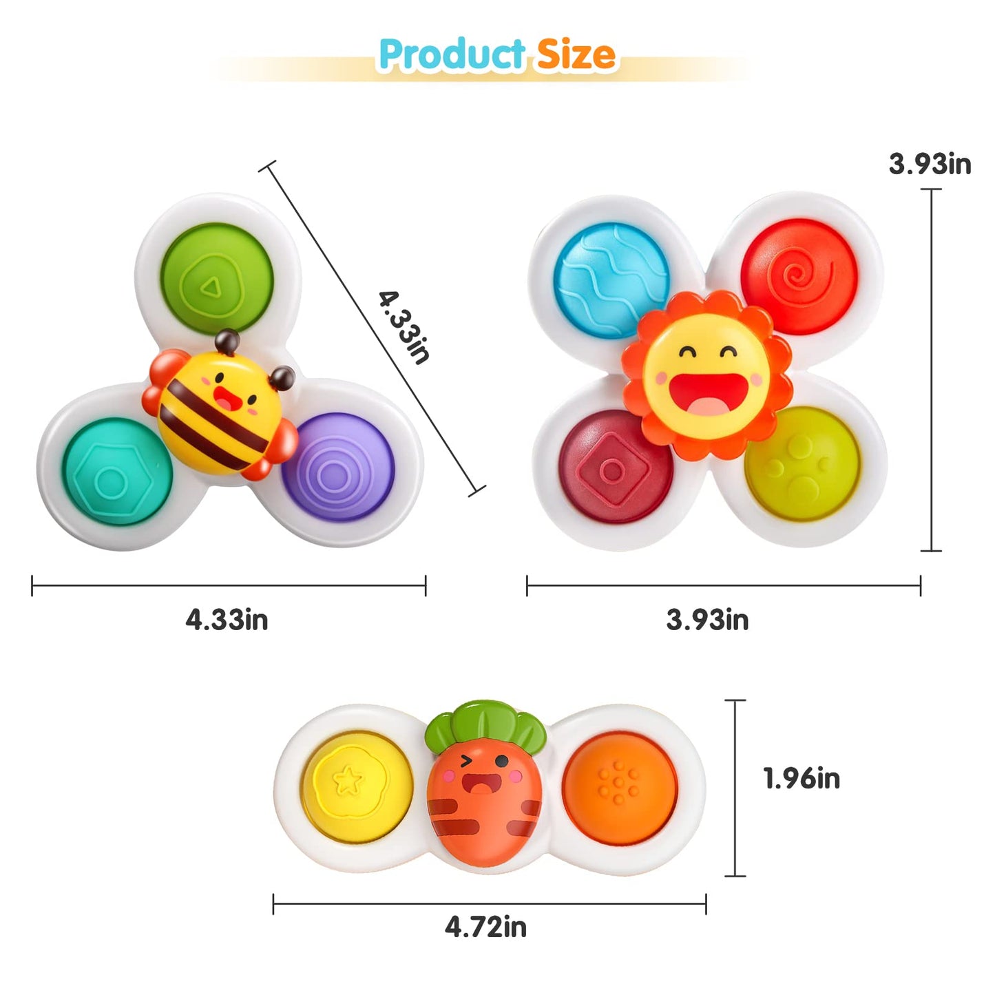 AIUOKYA Suction Cup Spinner Toys, Simple Dimple Suction Toy with Silicone Bubbles Kids for Bath and Window, Baby Toys for 1+ Years Old Pop