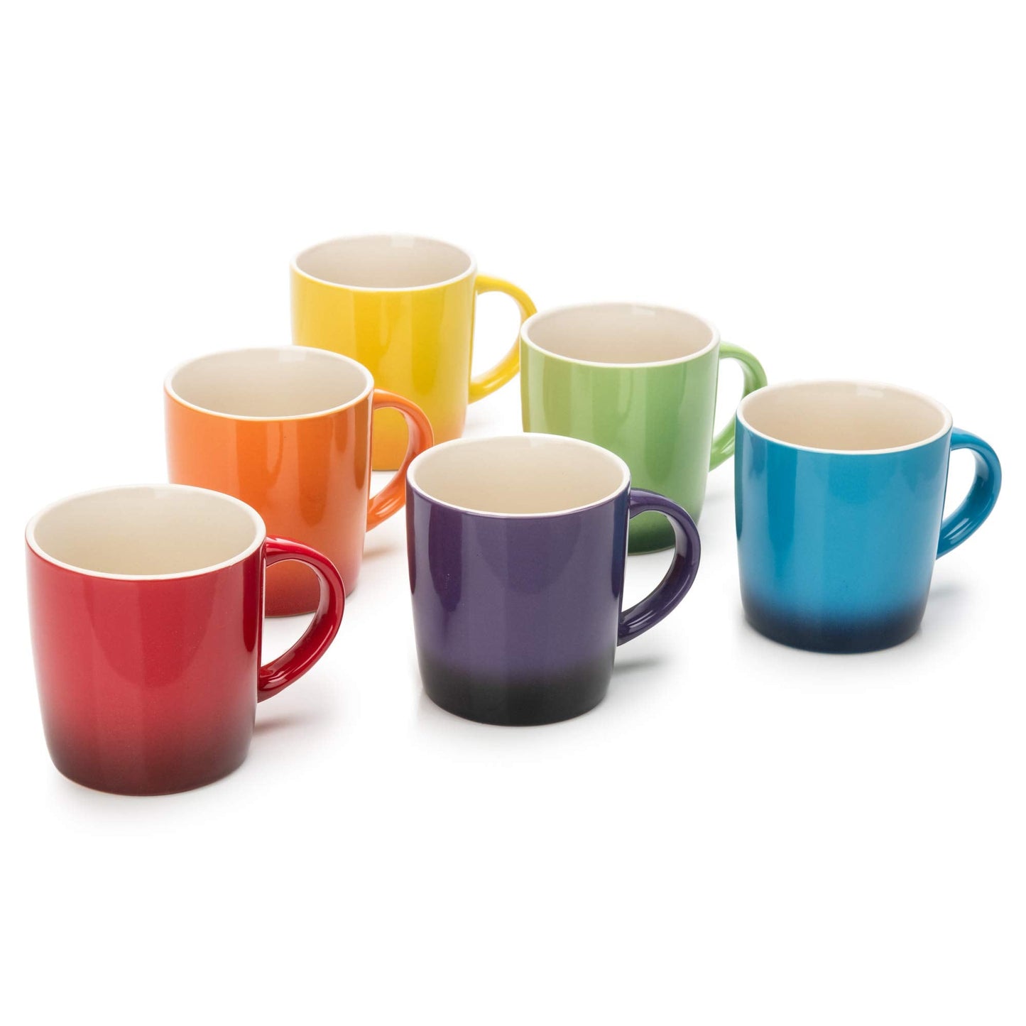 Dawsons Living Multi-Coloured Stoneware Mugs Set - Wide Tea Coffee and Hot Chocolate Cups - Set of 6-11 oz / 312ml