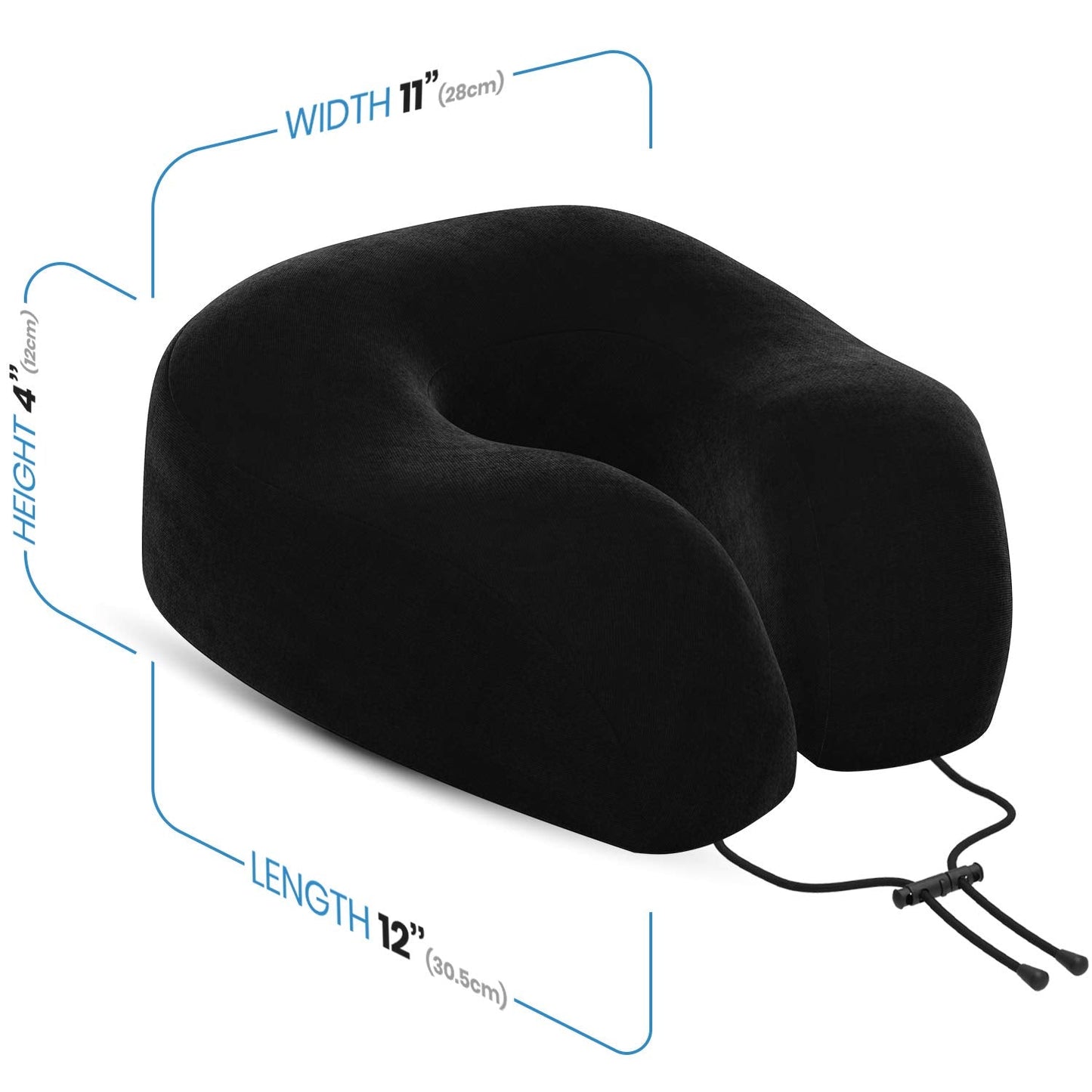 Everlasting Comfort Memory Foam Travel Pillow - Airplane Neck Rest & Plane Accessories (Black) Black