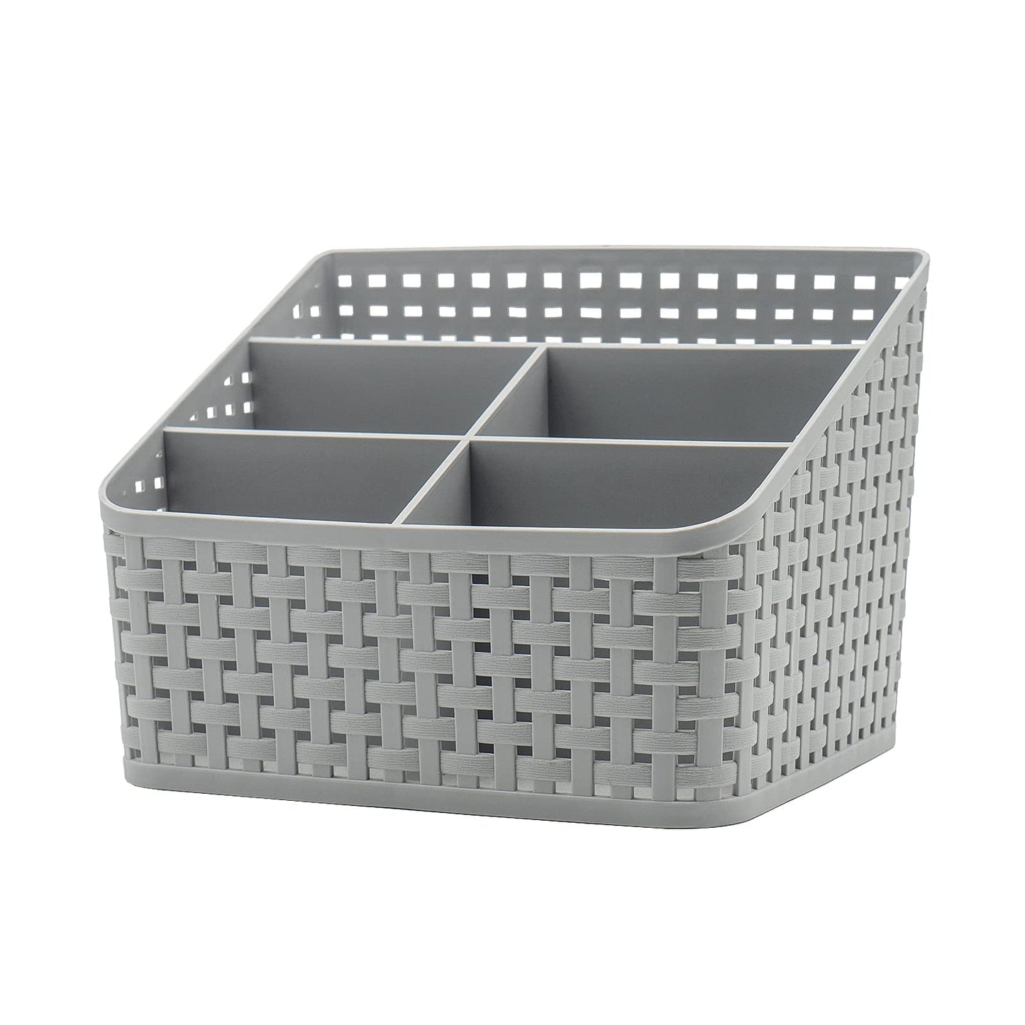 Fai Top Storage Basket, Cosmetic Box Organiser,Plastic Storage Box Desktop 5 Grid Sub-grid Storage Case Multi-function Storage for Desktop Office Bedroom Countertop Home Kitchen-Grey Grey