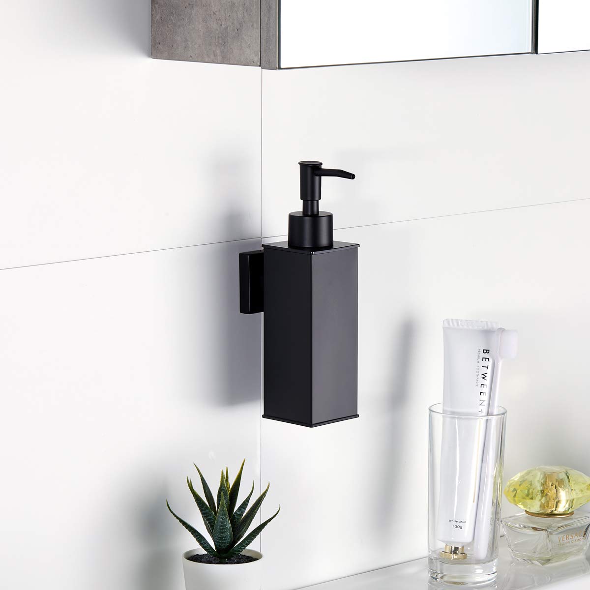 BGL Black Soap Dispenser, Wall Mounted Hand Wash Dispenser,304 Stainless Steel Liquid Dispenser for Daily Use Matte Black