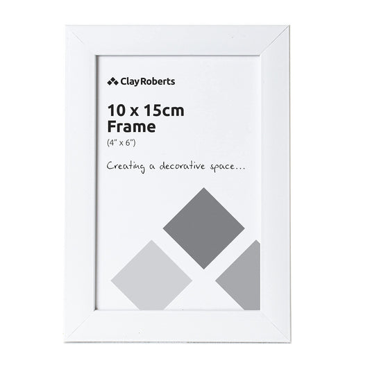 Clay Roberts Photo Picture Frame 6x4, White, Freestanding and Wall Mountable, 10x15 cm, 6x4 Picture Frames White 1 Pack