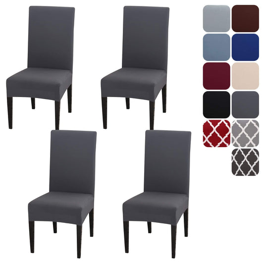 Aisprts Dining Room Chair Protector Slipcovers Set of 4 or 6, Stretch Removable Washable Decoration Seat Cover for Hotel,Ceremony,Banquet,Kitchen,Restaurant,Home A_grey Pack of 4