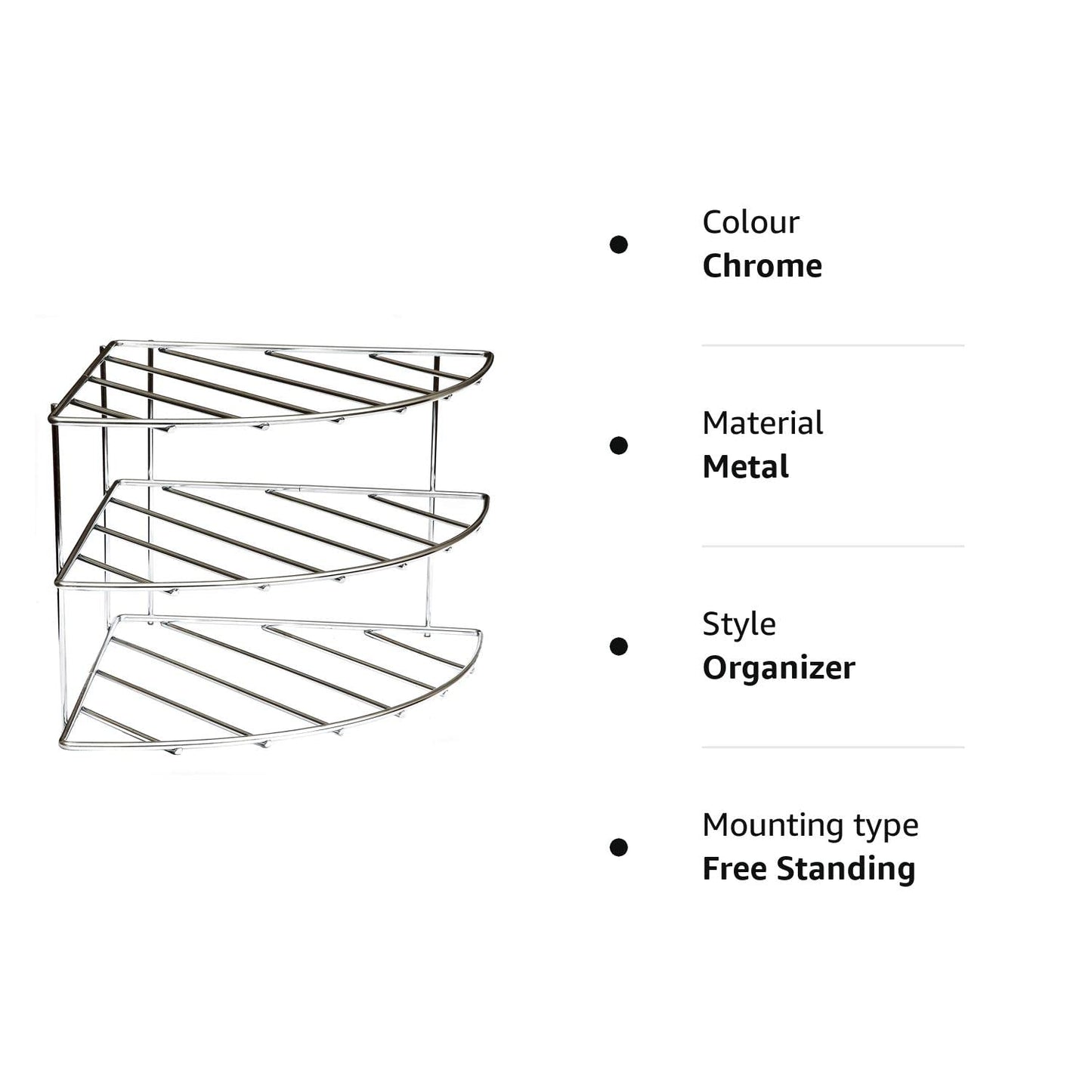 Amtido Plate Rack Kitchen Cupboard Organiser - 3 Tier Stand Holder Storage – Chrome 1