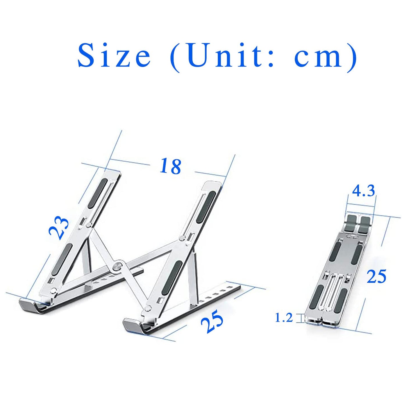 Aitodos® Laptop Stand Desk, Aluminum Alloy, Anti-Slip, Folding Laptop Stand, Portable Laptop Stand - Ventilation and Cooling, 6-Position Adjustment - Used for office, Sitting Posture Correction