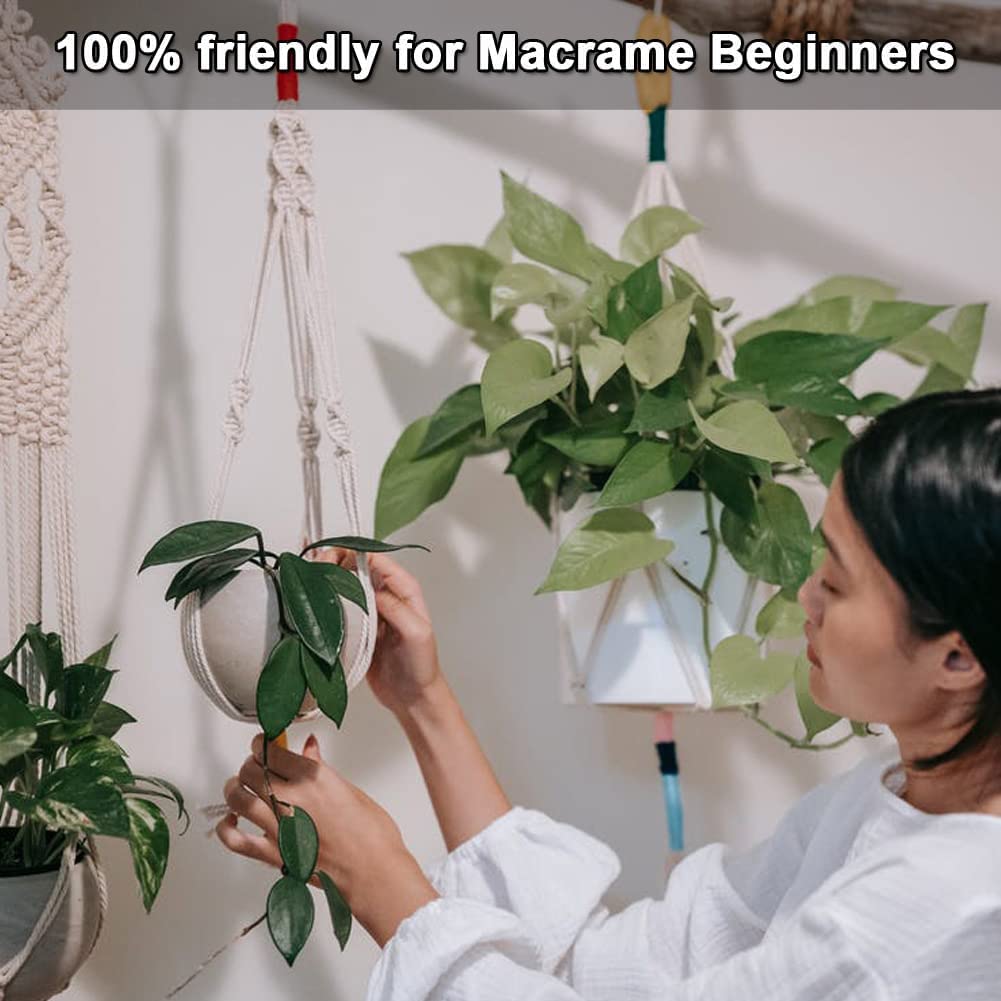 Beginners Macrame Kit for Adults,Featuring 3mm Macrame Cord,Wooden Beads,Rings,Instruction Book.All Accessories You Need to Make Macrame Plant Hanger,Macrame Wall Hanging Adults Craft Kit Beige, Macrame Kit