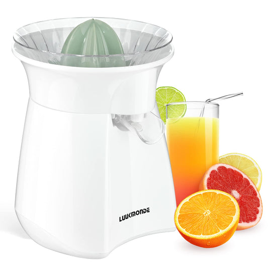 LUUKMONDE Electric Citrus Juicer, Orange Juicer with Lockable Spout, Citrus Press Orange Juice Machine, Electric Lemon Juicer for Orange Lemon Lime Grapefruit, (White) 0.8l/White