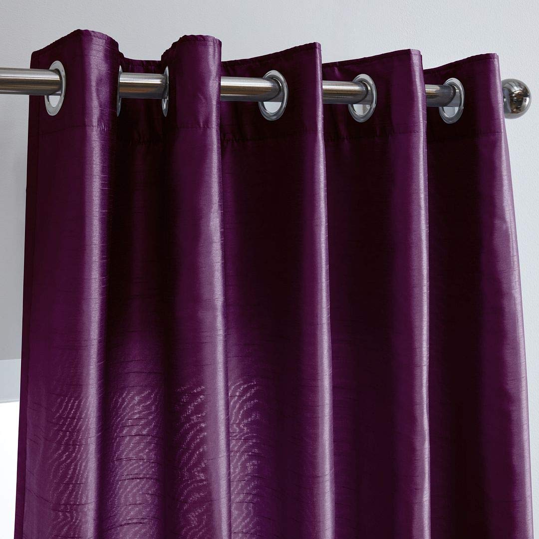 John Aird Luxury Faux Silk Fully Lined Eyelet Curtains (Aubergine, 168cm Width x 183cm Drop (66"x72") 66" Wide x 72" Drop Aubergine