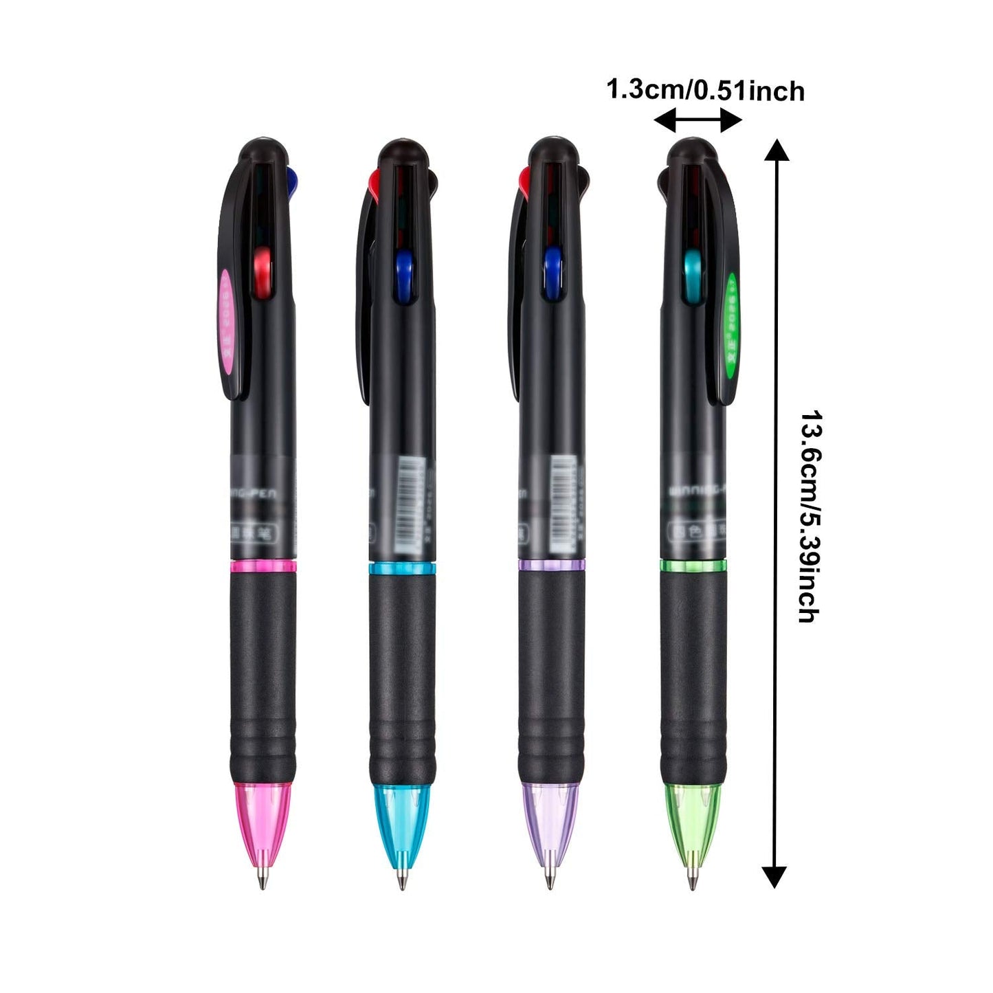 JOVITEC 24 Pack Retractable Ballpoint Pens Multicolor Pens 4 Colors Ink Black, Blue, Red and Green Gel Ink Ball Point Pens