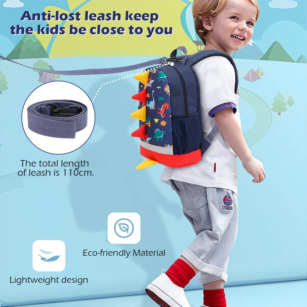 Cosyres Kids Dinosaur Backpack Boys Toddler School Bag Backpack Rucksack (Navy(Size:L)) Navy 2-5 Years Old(size:l)