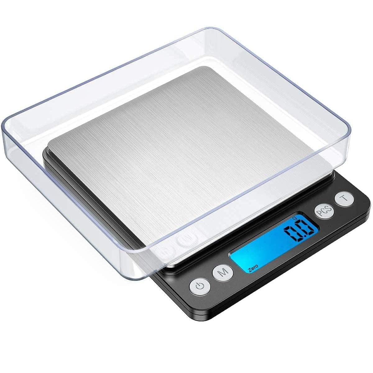 Digital kitchen Scales 3000g / 0.1g High-precision Mini Food Scales with Backlit LCD Display Stainless Steel Multifunctional Scale With 2 Weighing Pans Batteries Included(Pocket Scale 3kg)