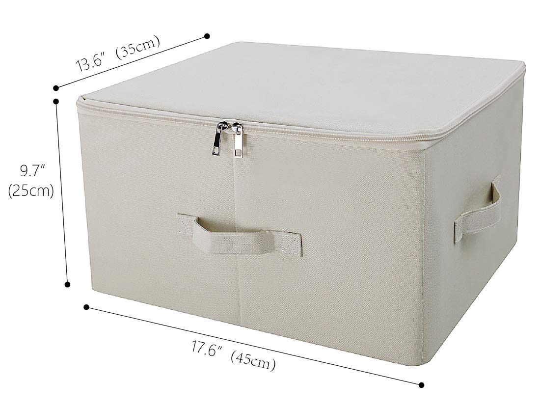 iwill createpro Jumbo Foldable Linen Storage Containers, Tide Up Your Closet, Convenient Storage Bin with Lid, Beige, Pack 2