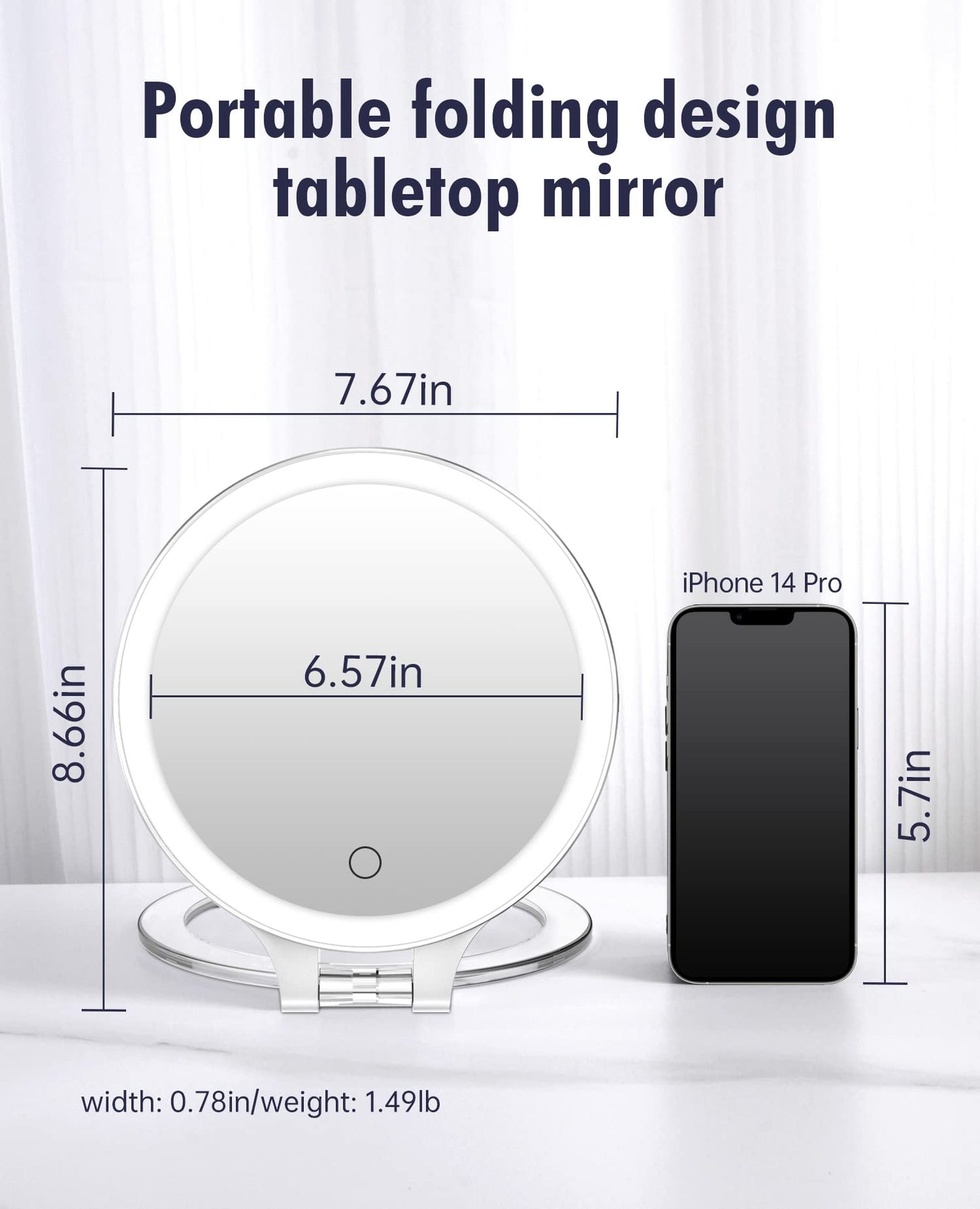 FASCINATE Rechargeable Makeup Mirror with Light 3 Modes Lighting Colours, 72 LED Table Mirror, Wall Magnification, 1 x 10 x Magnification, Double Cosmetic Side Mirror Shaving Mirrors for Bathroom White