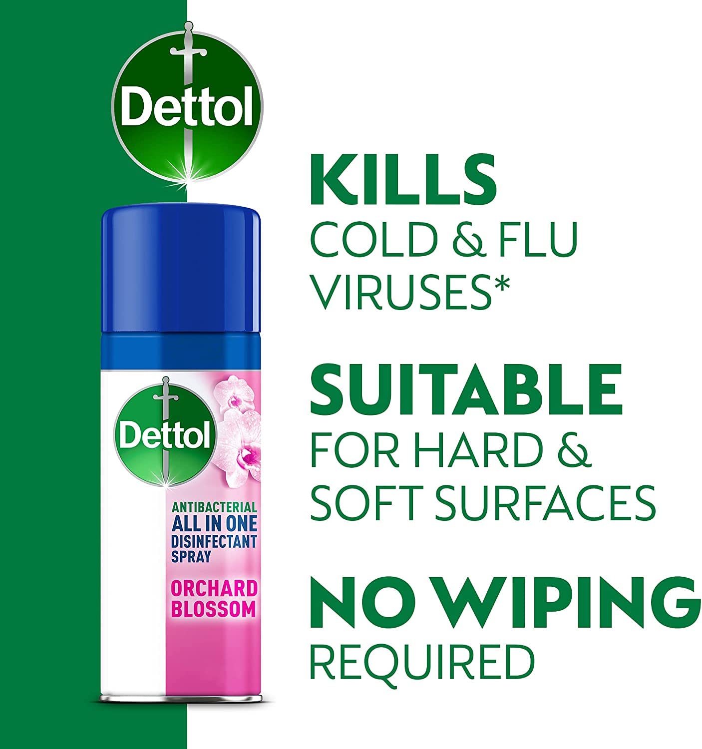 Dettol All-in-One Disinfectant Spray Pack of 6 Antibacterial Disinfectant Spray, 2 x Lemon Breeze, 2 x Crisp Linen and 2 x Orchard Blossom 400 ml x 6